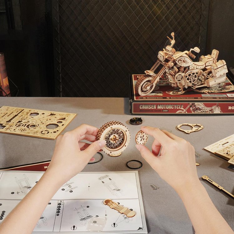 Puzzle 3D en Bois Moto Cruiser